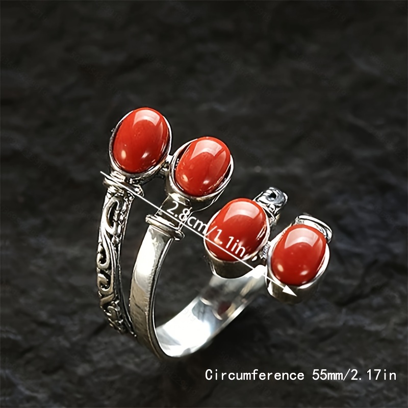 Vintage Red Turquoise Ring Exaggerated Adjustable Opening